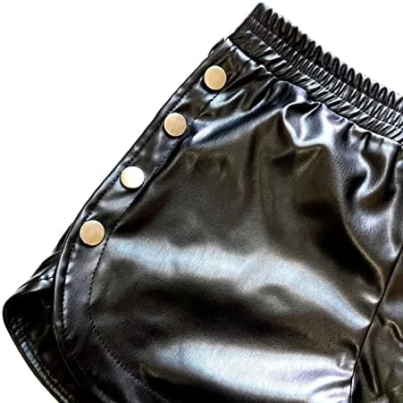 Calça short feminina calça quente pu faux couro preto na cintura média fim de semana micro elástico curto conforto liso feminino