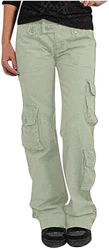 Calça de carga verde Zlovhe para mulheres, calças de carga folgada feminina com bolsos de calça de perna larga de pernas