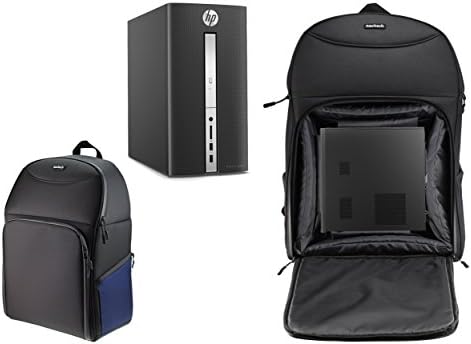 Navitech Portable Backpack Black & Blue Backpack/Rucksack Case compatível com o HP Slimline 260-A180NA PC para desktop