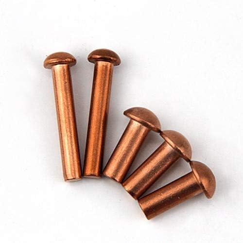 OCHOOS 50pcs M2.5 Cabeça de cobre Cabeça de rebites sólidos Brass Brass Campa redonda prego 3-12mm Comprimento de 2,5