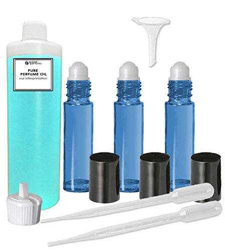 Grand Parfums Perfume Oil Set - Compatível com Issey Miyake Bleue Men Type - nossa interpretação, com roll em garrafas e ferramentas para preenchê -las