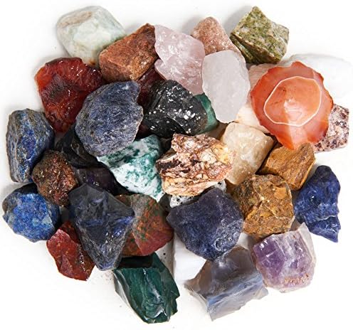 DIGING DOLLS: 2 libras da Índia natural Mix Rough Stone - Feito com mais de 30 tipos de pedras indianas - tamanho grande - 1 a 1,5 média - rochas ásperas cruas para artes, artesanato, queda, mineração de gemas, embrulho de arame!