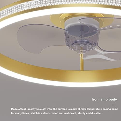 Lâmpada de ventilador de teto LED YQZZX Velocidade de vento de 3 níveis para sala de estar, ventilador de teto silencioso do quarto, montagem nivelada