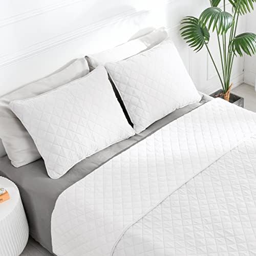 Quilta reversível de tamanho completo/size fácil com 1 colcha e 2 shams de travesseiro, capa de colcha de cama macia,