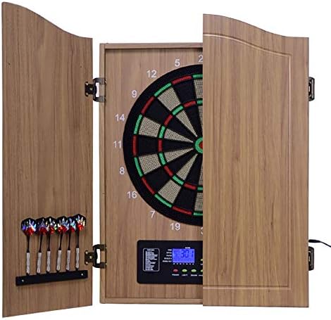 FOTEE Electronic Dartboard, construído em gabinete, 18 jogos e 159 variações, portas clássicas Matches 12 dardos Displanda