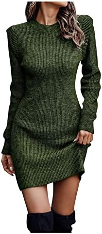 Vestido de suéter Firero, vestido de faculdade Ladies Empire Waist Autumn Casual Manga Longa Sweater Sweater Crewneck Jersey