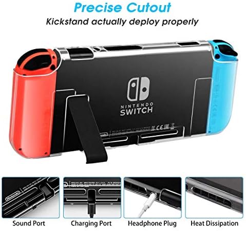 Aisitina Compatível com a caixa de chave Nintendo Switch Dockable Clear Protective Case Caso para Nintendo Switch e Joy-Con Controller com um protetor de tela de vidro temperado com interruptor e tampas