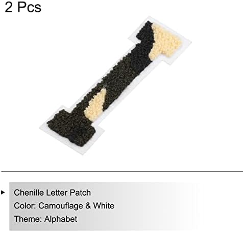Meccanixity Letter I Chenille Stitch Sew-On Patch Camouflage White 3,9 Chenille Bordado Camera Patch para camiseta, casaco, jeans, chapéus, pacote de suprimentos DIY de 2