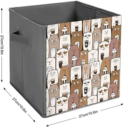 Nudquio engraçado gatos fofos gatos dobráveis ​​caixas colapsíveis CUBE CUBE Organizador simples com alças para casas de casas Toys