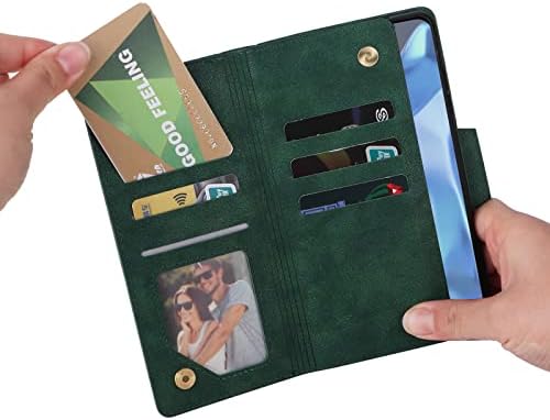 Casos de proteção protetora compatíveis com o caso do OnePlus 9 Pro, capa de carteira com zíper com zíper de cartão múltiplo Folio Follio