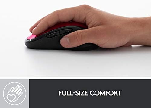 Mouse de computador sem fio LOGITECH M510-forma confortável com receptor unificador USB, botões traseiros/para frente e rolagem de um lado para o outro-vermelho