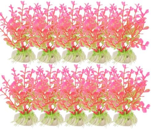 Uxcell 10 peças plantas de tanque de peixe decoração de grama, 4,1 polegadas, rosa/pálido/verde