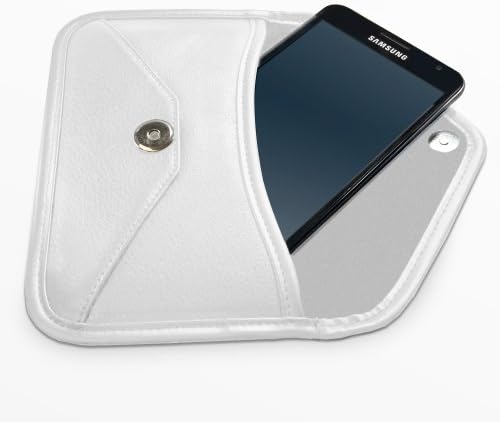 Caso de ondas de caixa para Huawei Honor 7a Pro - Elite Leather Messenger Bolsa, Design de envelope de capa de couro sintético para Huawei Honor 7a Pro - Ivory White