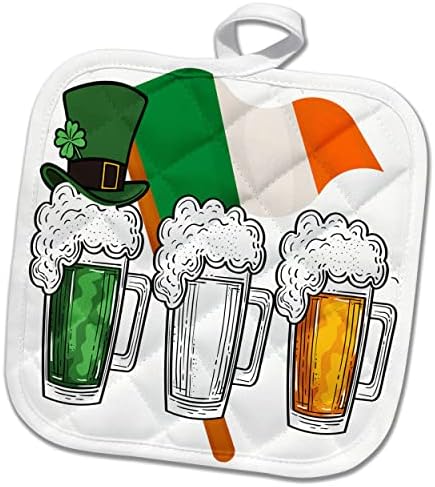 3drose St Patricks Beers nas cores da bandeira irlandesa. - Potholders