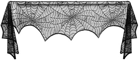Sewacc Halloween lareira cachecol de lareira 18x96 Halloween Lace Spiderweb Mantle Tampa da tábua de renda da web preta para festas para festas