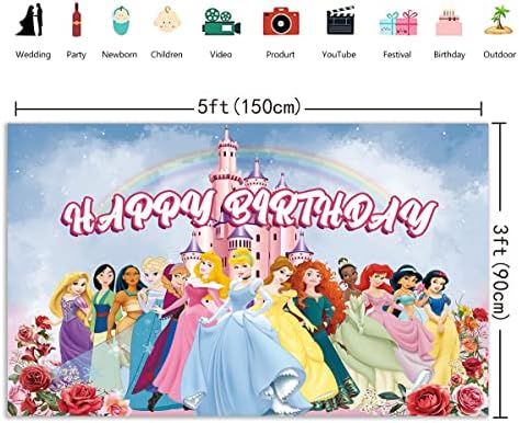 Princesa feliz aniversário BACKDROP Girls Birthday Party Decoration Beddrop Fairy Tales Dream Castle