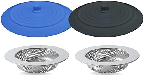 Seatery 4pcs Kit de rolhas de pia de cozinha, capa de drenagem universal de pia de silicone, rolha de água de drenagem, filtro