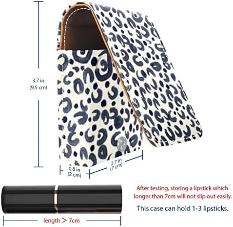 Bolsa de batom de batom de maquiagem de oryuekan com espelho portátil de armazenamento de armazenamento portátil de armazenamento de armazenamento de lips, abstrato de padrão de leopardo cinza vintage