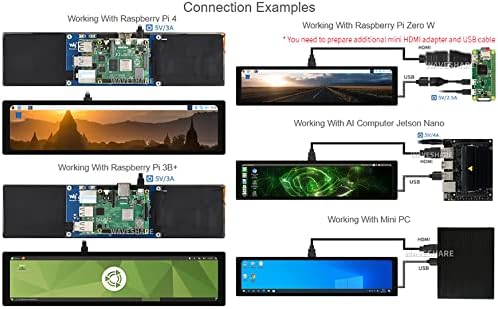 WaveShare 11.9inch HDMI LCD 320 × 1480, LCD de tela de toque capacitiva IPS, para Raspberry Pi 4b/3b+/3b/2b/zero W/zero 2 w/zero 2 wh/jetson nano/pc/windows 11/10/8.1/// 8 /7