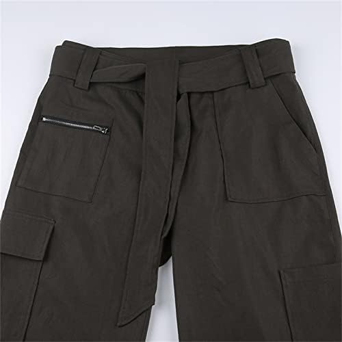 Calça de carga preta calça cargo de botão zíper de calça calça panteda baixa perna larga perna larga perna reta com