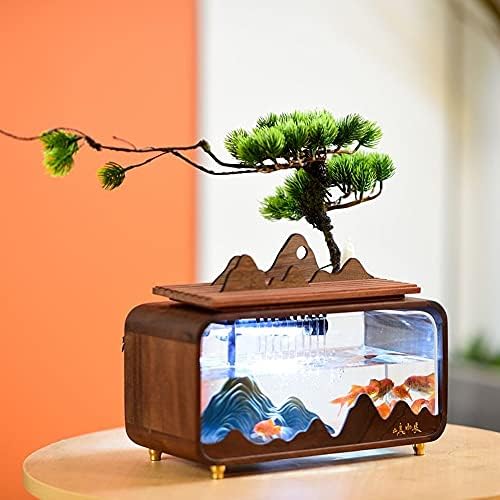 WPYYI USB Mini Aquarium Fish Tank com lâmpada LED Light Light Home Office Desktop Tea Table Decoration