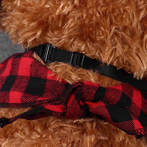 Aislor Dog Bandana Hat Tie Bow Conjunto de Natal clássico xadrez de petra bandana Bibs Triângulo Triângulo Bibs Defesa Definição de Costura de Pet Decoração Red+Black One Tamanho