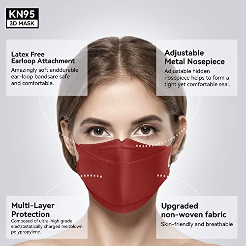 Máscaras faciais KEANGS KN95 100 pacote, máscara descartável respirável para adultos e adolescentes, multicolor