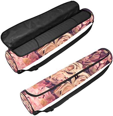 Ratgdn Yoga Mat Bag, Roses Flores Exercício Transitador de ioga Tapete de ioga Full-Zip Yoga Mat com cinta ajustável para homens homens