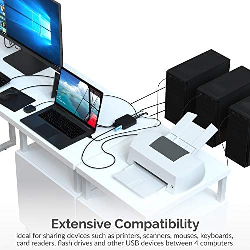 Sabrent USB 2.0 Compartilhamento Switch para 4 computadores e periféricos Indicadores de dispositivos LED