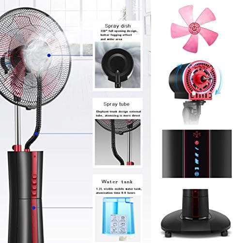 Adap Fan Misting Fan, fã de pedestal de refrigeração silenciosa, ventilador inteligente com rodízios, ventilador vertical