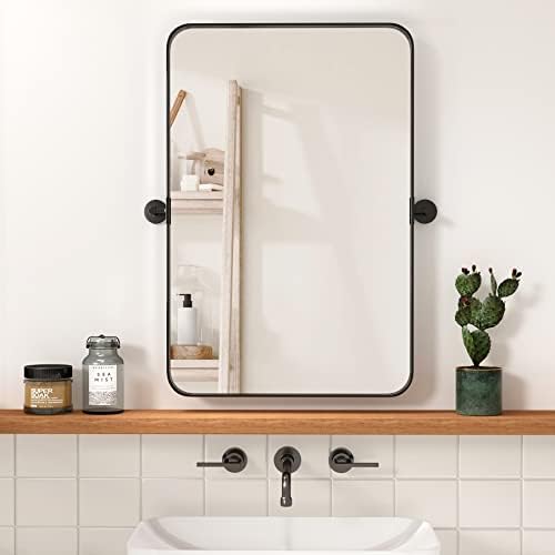 NXHOME RETANGLE PIVOT espelho do banheiro - 18 × 28 polegadas METAL METAL FLORD MELHOR MELHOR MOLHO MOLHO DE MULHERAÇÃO PARA SALA