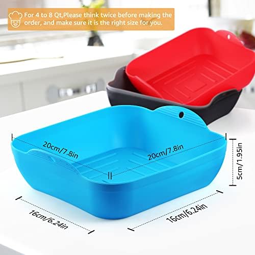 Liners de fritadeiras de ar de silicone reutilizáveis, conjunto de 4 tigelas de fryer de fritadeiras, forças de fritadeira