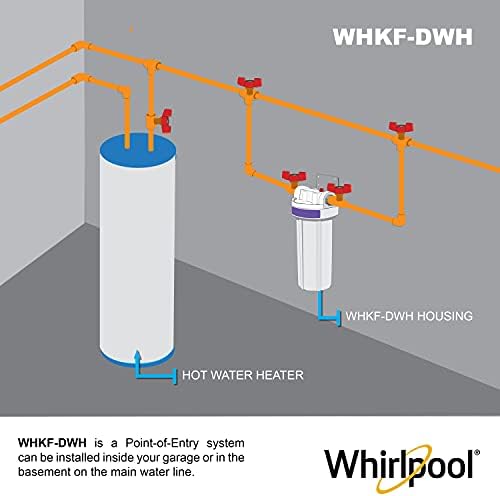 Sistema de filtragem de água doméstica inteira de Whirlpool | WHKF-DWH, entradas de aço inoxidável | A capacidade padrão reduz sedimentos,