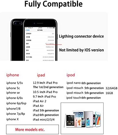 Apple Lightning to 30 pinos adaptador [Apple MFI Certified] Conversor de conector feminino de 8 pinos de 8 pinos com iPhone Lightning