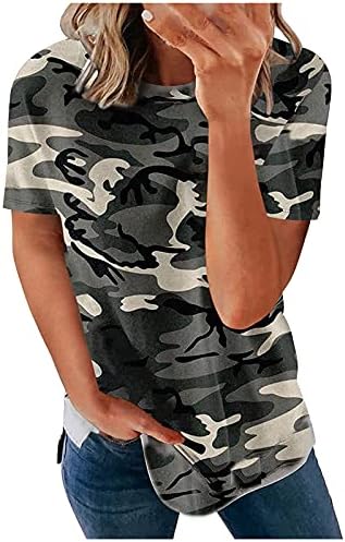 Camiseta de leopardo de manga curta de mulher