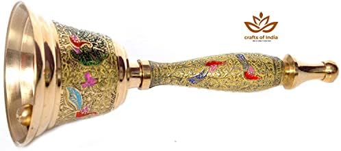 Artesanato da Índia Meenakari Decorativa Hand Reted Jingle Bells para o Natal Pooja Oração de Adoração Bell - - Amarelo