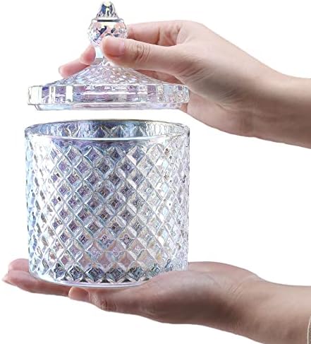 Jarra de cristal transparente moilluxe com tampa de cristal, tigela de açúcar amplamente usada, jarra de doce decorativa