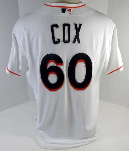 2013 Miami Marlins Zack Cox 60 Game usou White Jersey Ext Spring Training 1 - Jogo usado MLB Jerseys