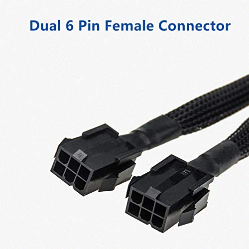 Fêmea dupla de 6 pinos a 8 pinos masculina, cabo de alimentação GPU Cabo de 7,8 polegadas com mangas, GPU Video Gráfico