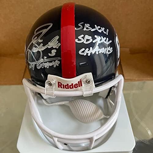 Sean Landetta New York Giants inscritos assinados Mini capacete BAS Z50052