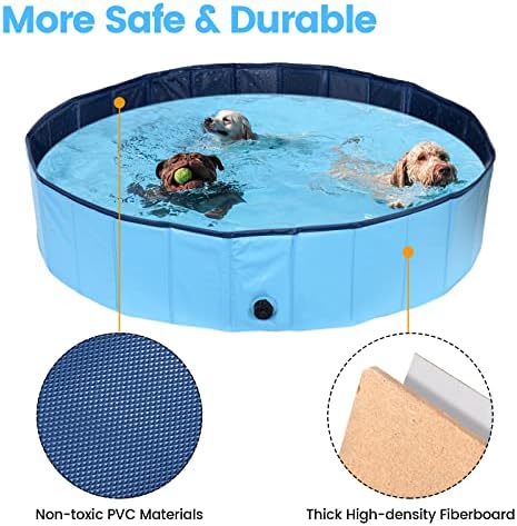 Piscina de cães de 63 '' para cães grandes, piscina dobrável de cães grandes piscinas infantis, banheira de banheira para cães