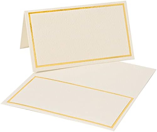 Kraftisky 100 Pack Plact Cartões para configuração de mesa com cartas de tenda de mesa de borda de papel alumínio para assentos