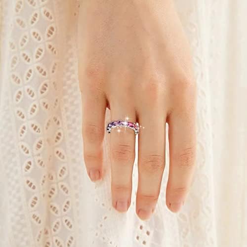 Ringos de anel justificados de dedo anel multicolorido de zircão de zircão feminino jóias de moda simples banda de acessórios populares
