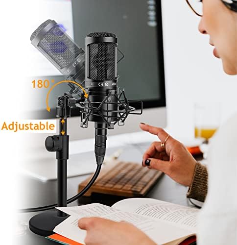 Suporte de microfone de mesa, suporte de microfone de mesa ajustável WTIH Montagem de choque para Audio Technica AT2020 AT2020USB+