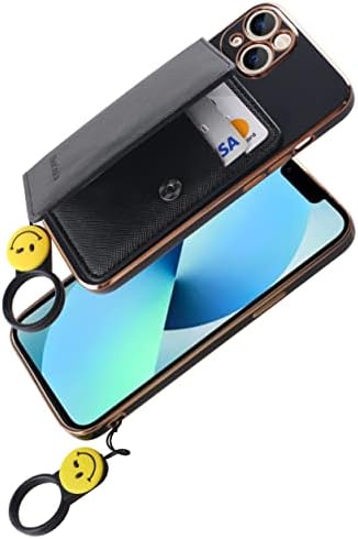 Caso barato do iPhone 12 com porta -cartas, borda de ouro brilhante borda slim tpu tpu tpu capa de carteira de proteção