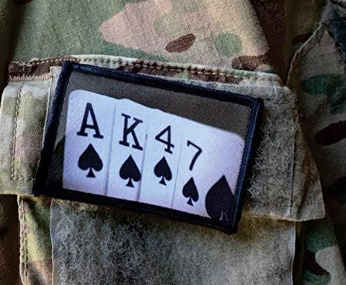 Ak47 Playing Cards Moral Moral Patch. 2x3 gancho patch. Redhaedtshirts feitos nos EUA
