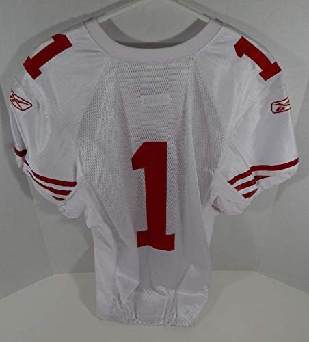 2010 San Francisco 49ers 1 Jogo emitiu White Jersey DP06196 - Jerseys de Jerseys usados ​​na NFL não assinada