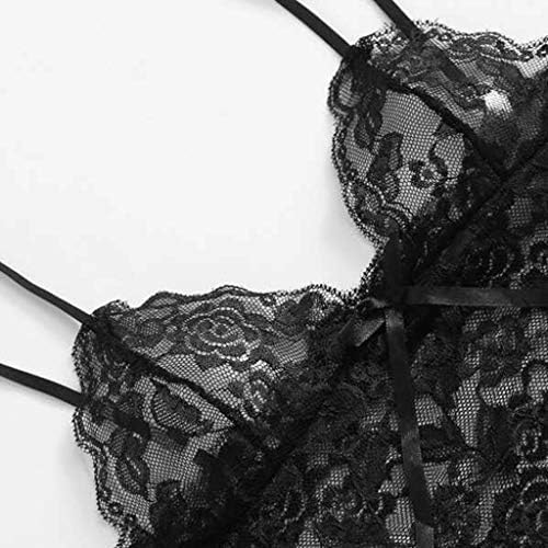 Lingerie de lingerie sexy e sexy feminino dividido casual de duas peças Conjunto de roupas de dormir de renda com mangas de