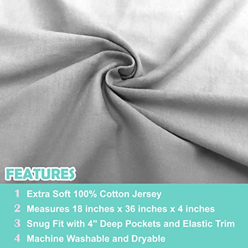 American Baby Company Knit algodão ajustado 18 x 36 Cradle/Bassinet Sheet - Compatível com Mika Micky Bassinet, Gray, Soft Breathable, para meninos e meninas