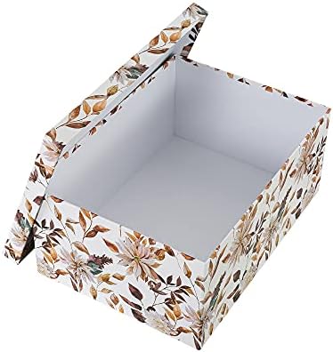 Caixas de papelão decorativas Soul & Lane com tampas para decoração para casa - raminhos de verde - conjunto de 3: grandes caixas de presente de ninho, belas caixas de armazenamento de papel para organizar caixas de memória para lembranças